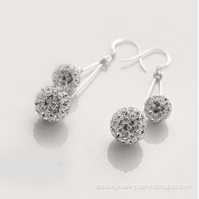 Drop Earrings Silver Shamballa Earring With Shiny Stones